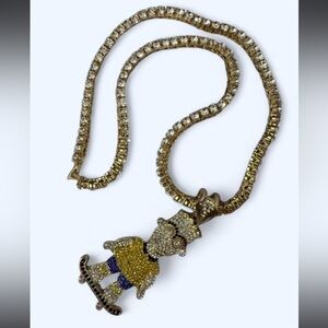 Gold tone iced out Bart Simpson